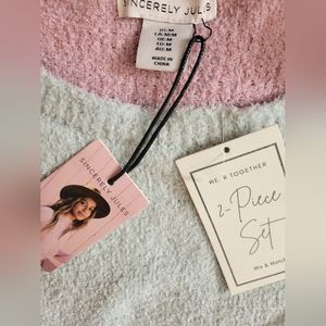 NWT SZ M Sincerely Jules 2PC Mint Green/Pink Flower Fleece Pajama Set￼